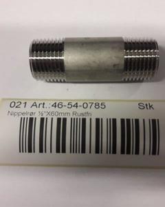 Nipple pipe 1/2"x60mm SST
